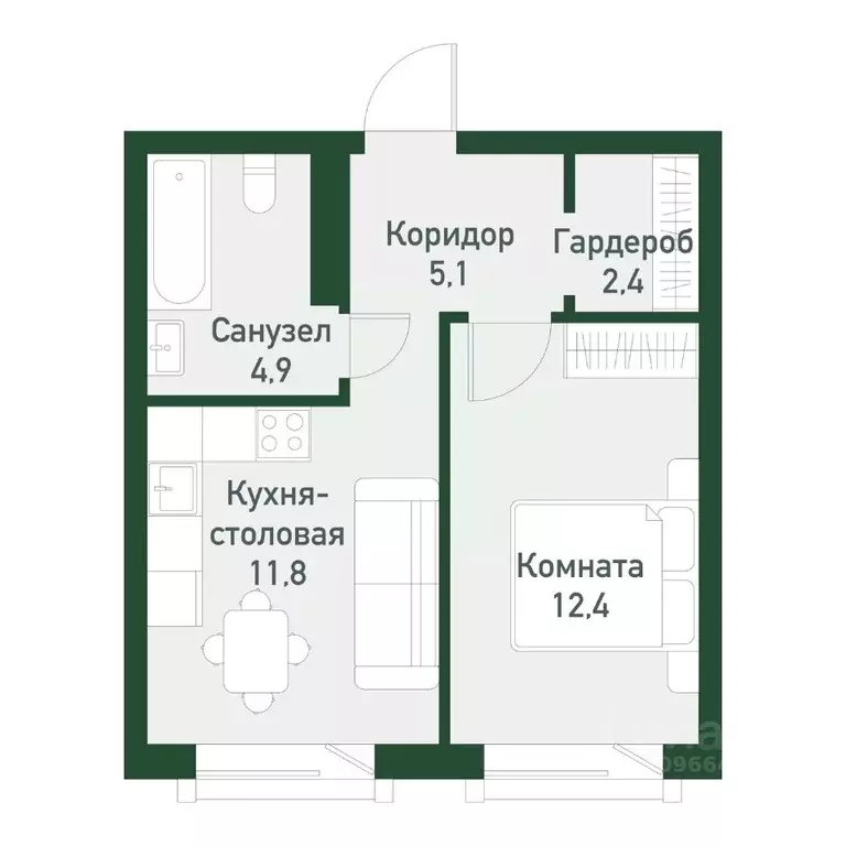 1-к кв. Челябинская область, Челябинский городской округ, пос. ... - Фото 1