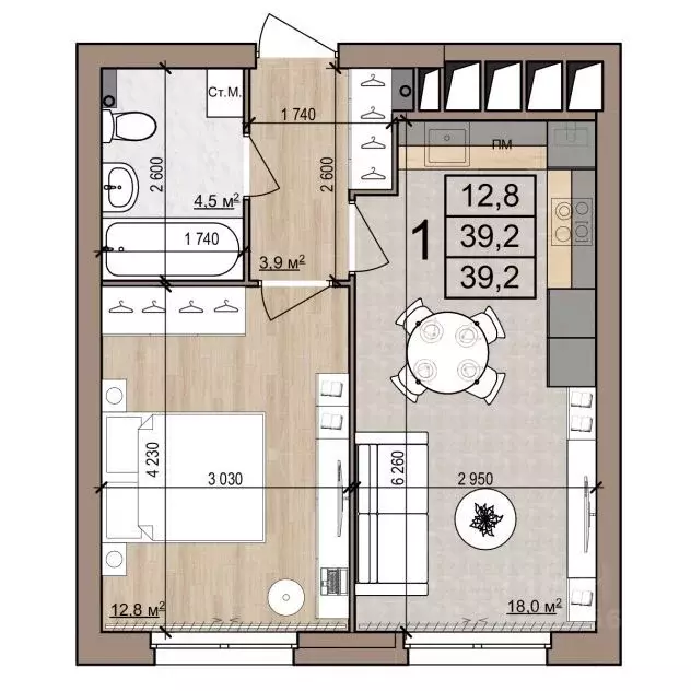 1-к кв. Рязанская область, Рязань ул. Новоселов, 33Б (39.2 м) - Фото 1