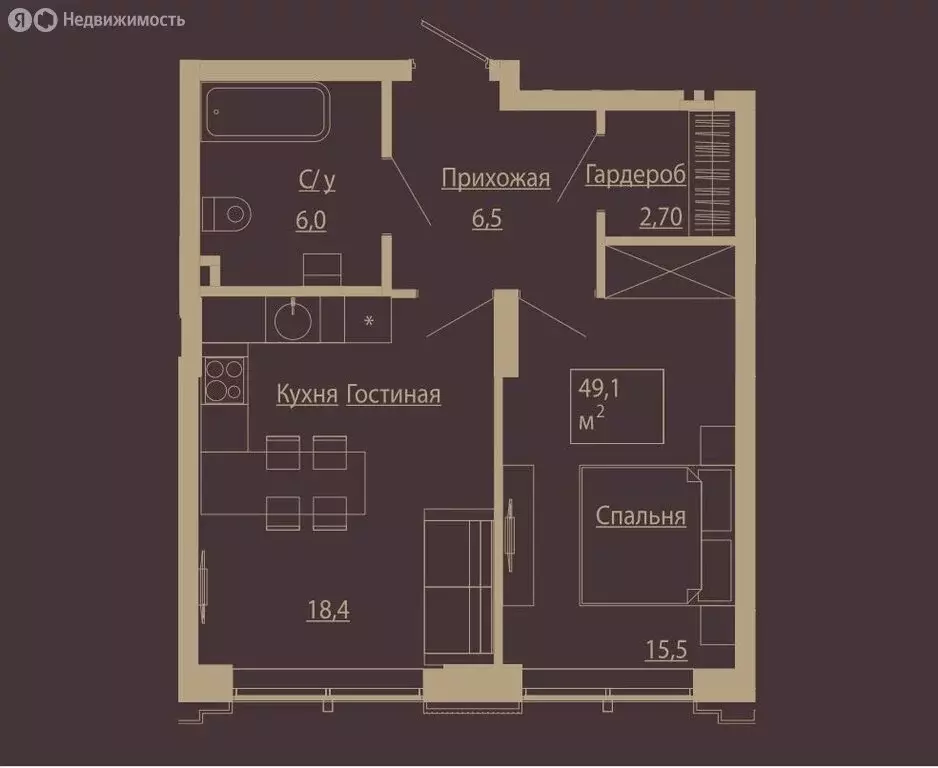 2-комнатная квартира: Новосибирск, улица Чаплыгина, 54 (49 м) - Фото 0