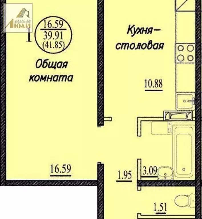 1-к кв. Новосибирская область, Новосибирск ул. Плющихинская, 1 (41.0 ... - Фото 0