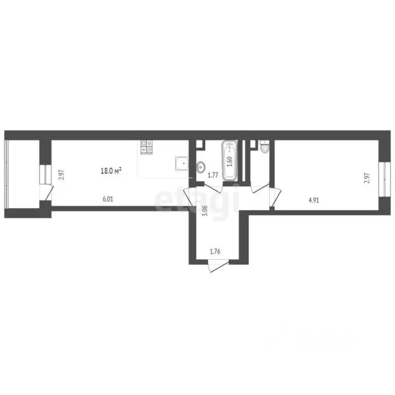 1-к кв. Ханты-Мансийский АО, Сургут Университетская ул., 29/2 (43.6 м) - Фото 1