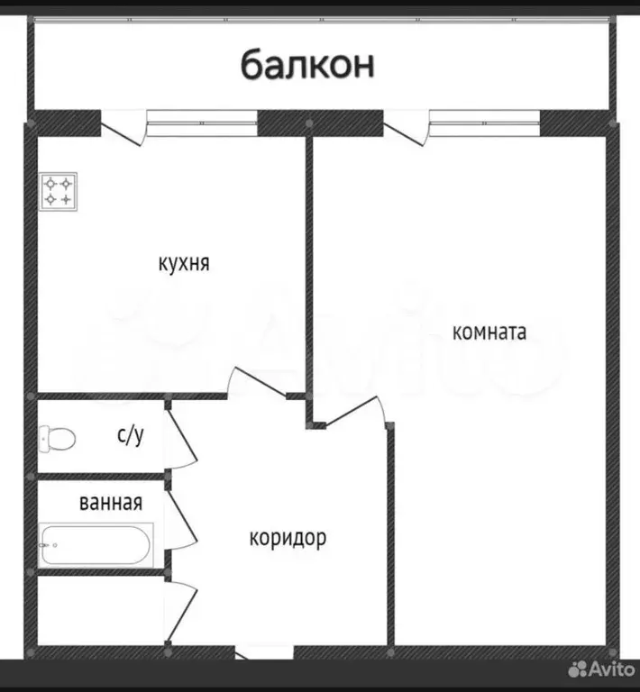 1-к. квартира, 34,8 м, 3/5 эт. - Фото 0