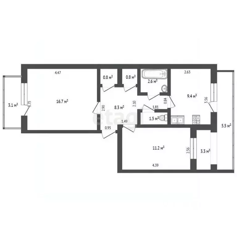 2-к кв. Крым, Судак ул. Айвазовского, 23 (51.3 м) - Фото 2