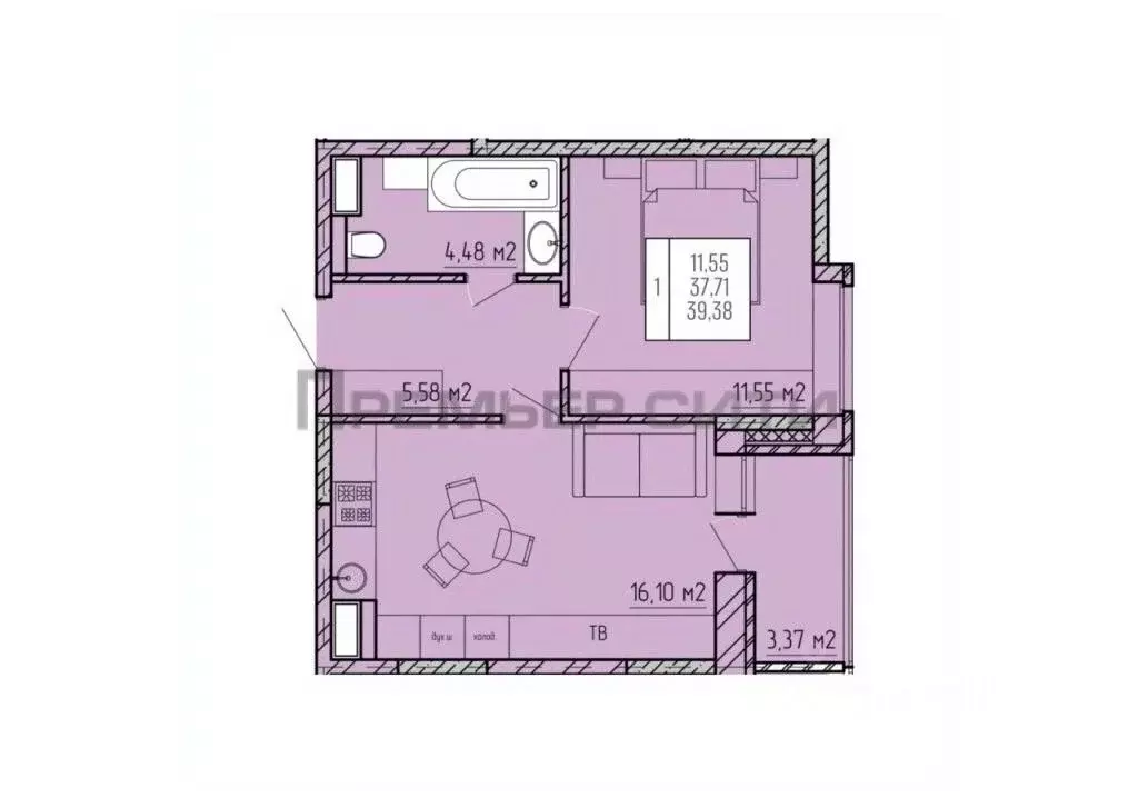 1-к кв. Калужская область, Калуга ул. Серафима Туликова, 4 (39.38 м) - Фото 1