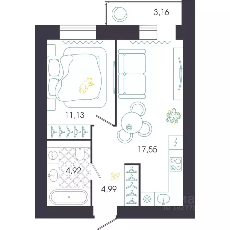 1-к кв. Пензенская область, Пенза Колышлейская ул., 7 (40.92 м) - Фото 1
