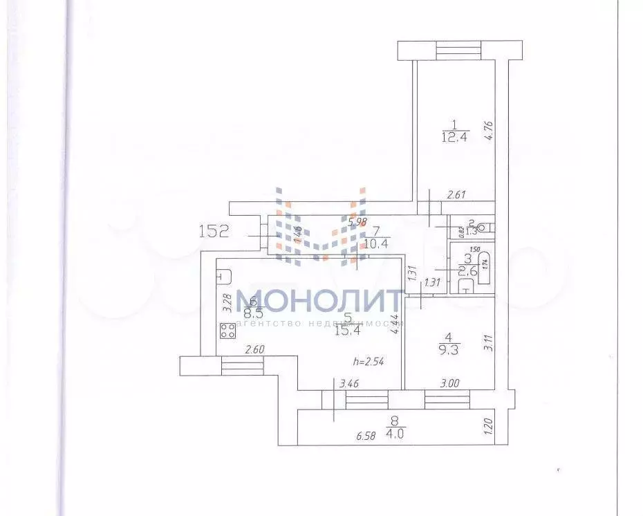 3-к. квартира, 64 м, 5/9 эт. - Фото 0