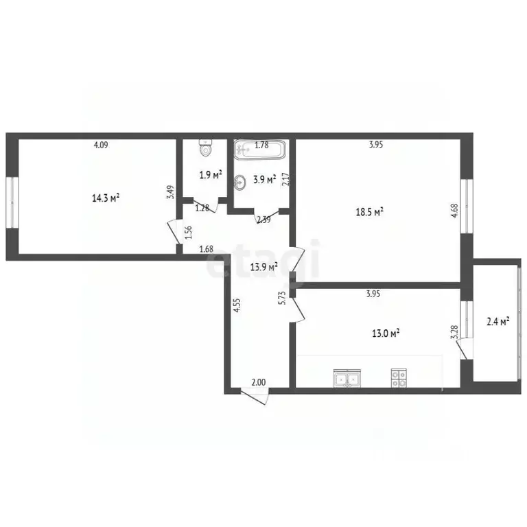 2-к кв. Марий Эл, Йошкар-Ола бул. Ураева, 10 (67.0 м) - Фото 1