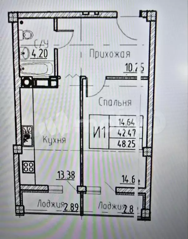 1-к. квартира, 48,3 м, 7/9 эт. - Фото 0