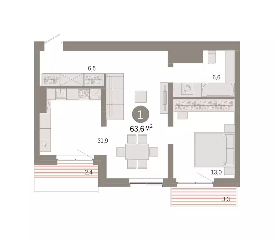 1-комнатная квартира: Екатеринбург, жилой район Эльмаш, Механический ... - Фото 2