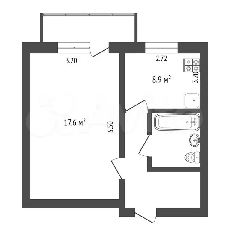1-к. квартира, 36,1 м, 4/5 эт. - Фото 0
