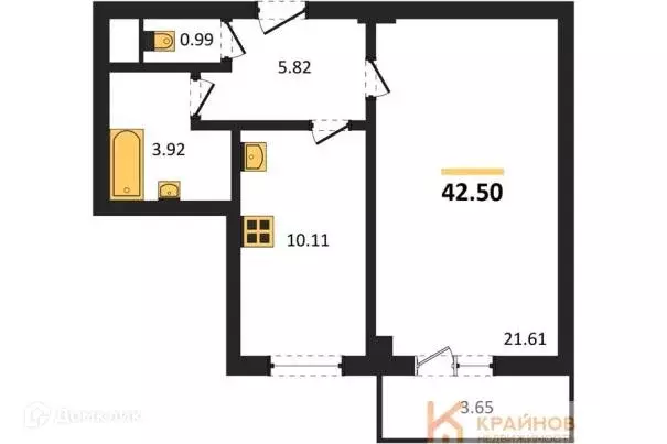 Продаётся 1-к квартира, 42.5 м - Фото 0