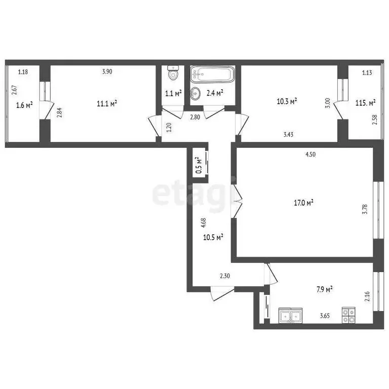 3-комнатная квартира: Стерлитамак, улица Сакко и Ванцетти, 55 (58.6 м) - Фото 0