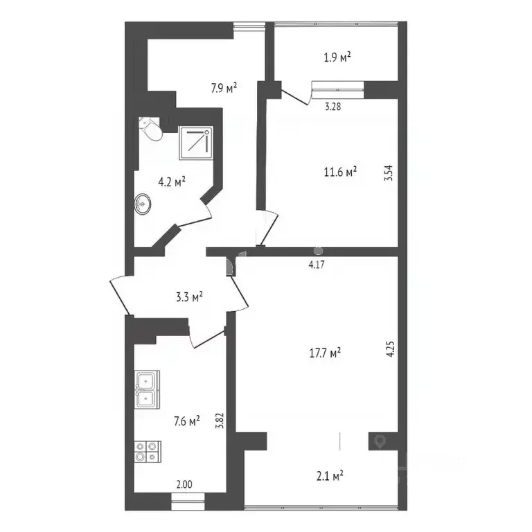 2-к кв. севастополь просп. октябрьской революции, 52 (55.0 м) - Фото 1