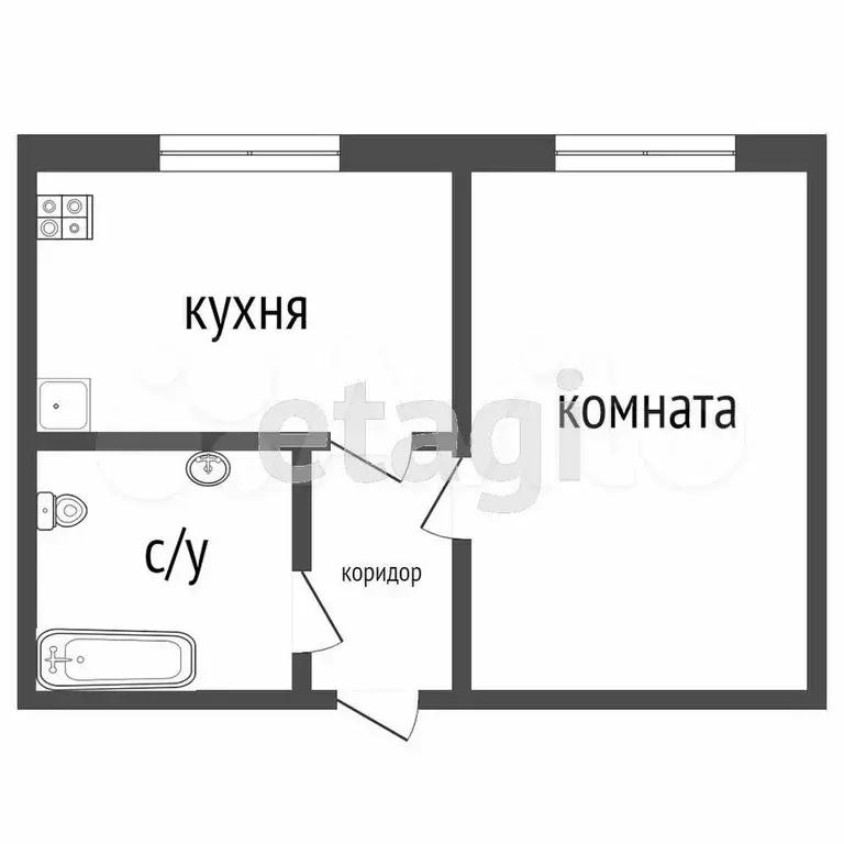 1-к. квартира, 31,1 м, 1/5 эт. - Фото 0