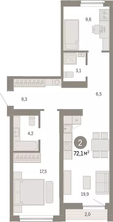 2-комнатная квартира: Новосибирск, Большевистская улица, с49 (72.1 м) - Фото 0