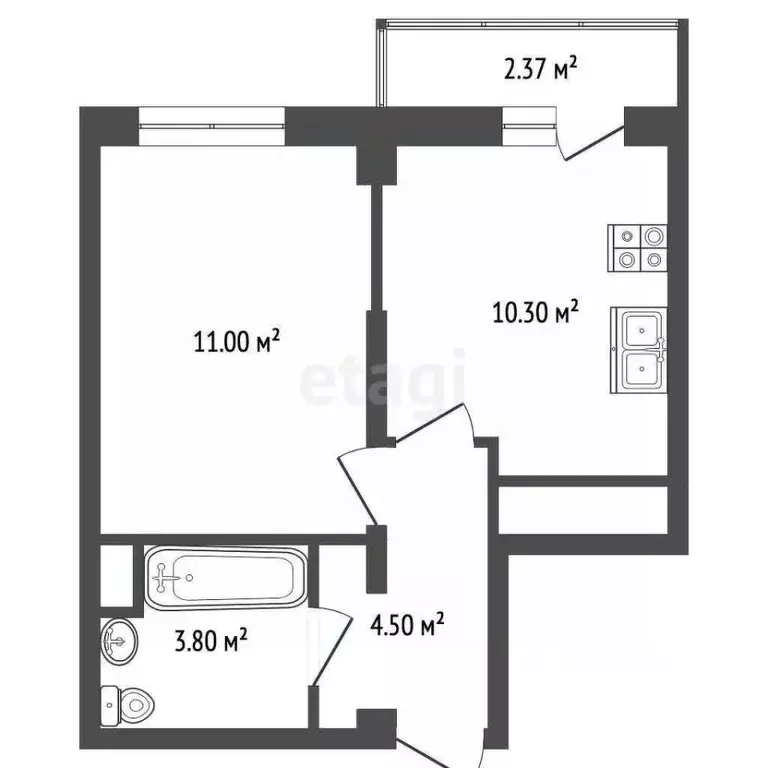 1-к кв. Вологодская область, Вологда Ярославская ул., 42 (29.7 м) - Фото 2