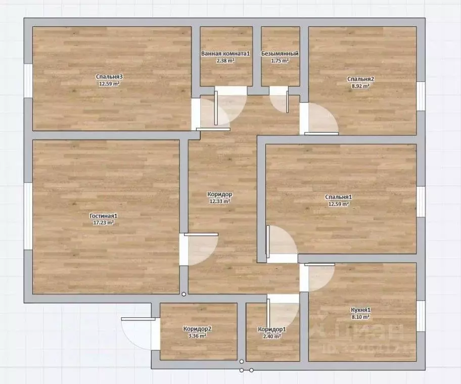 3-к кв. Красноярский край, Красноярск Северный мкр, ул. Водопьянова, 2 ... - Фото 2