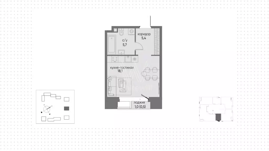 Студия Москва ул. Нижние Мневники, 12 (30.0 м) - Фото 2