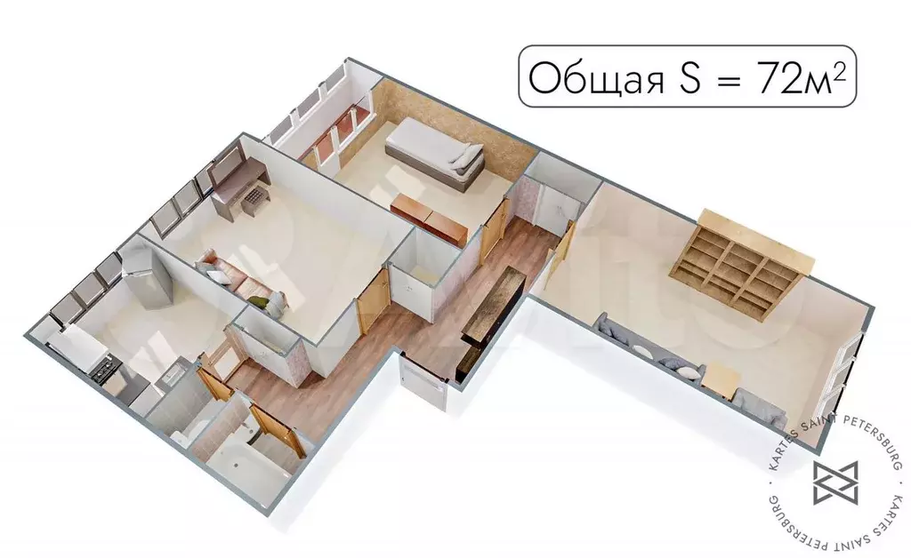 3-к. квартира, 72 м, 3/9 эт. - Фото 1