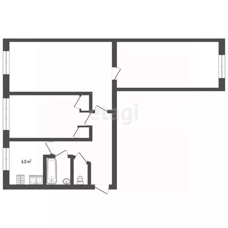 3-к кв. Хабаровский край, Солнечный рп ул. Парковая, 5Б (58.0 м) - Фото 2