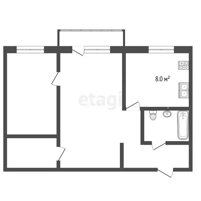 2-комнатная квартира: Тобольск, улица Семёна Ремезова, 66 (45 м) - Фото 1