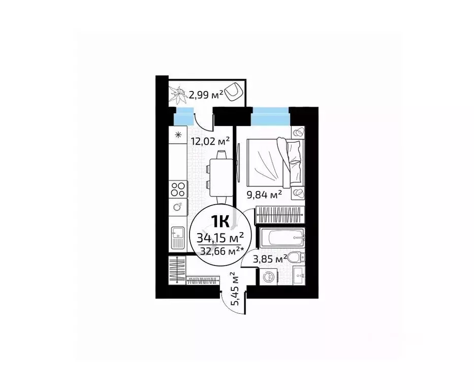 1-к кв. Самарская область, Самара пос. Мехзавод, 1-й кв-л, 50 (34.15 ... - Фото 1