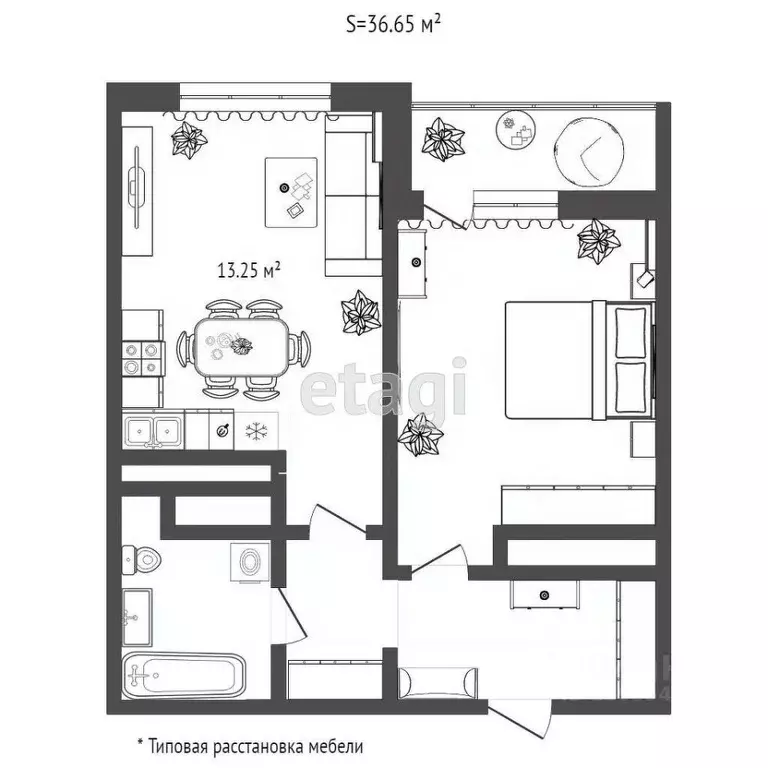 1-к кв. Тюменская область, Тюмень ул. Вадима Бованенко, 4 (37.4 м) - Фото 2