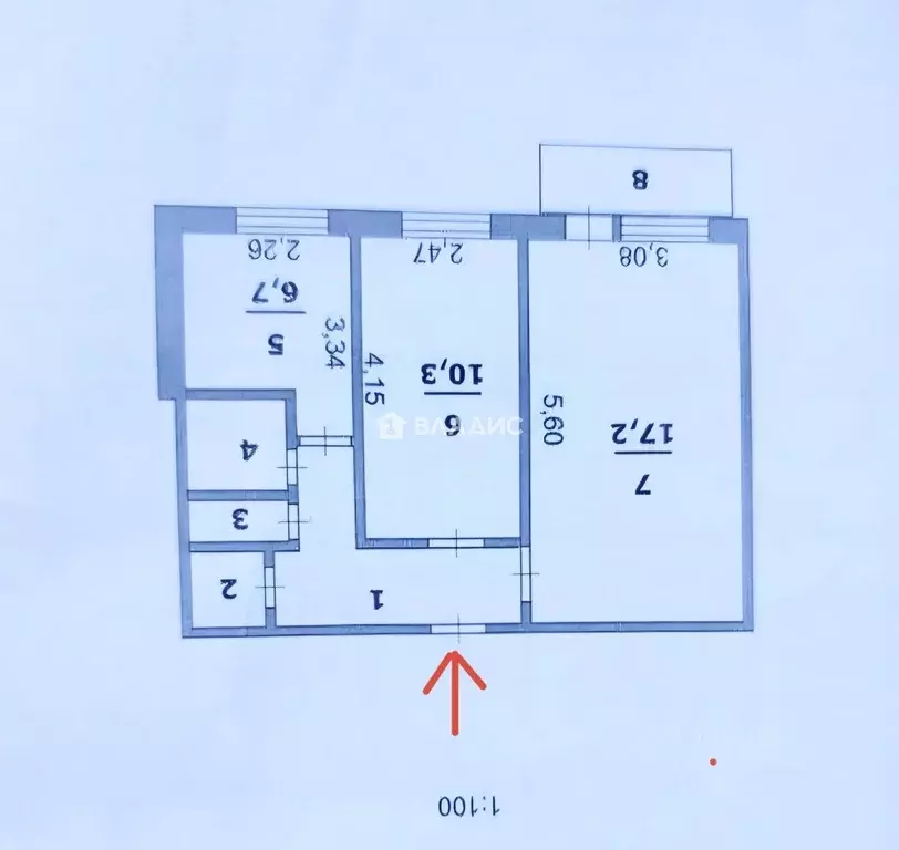 2-к кв. Белгородская область, Белгород ул. Серафимовича, 68 (43.6 м) - Фото 2