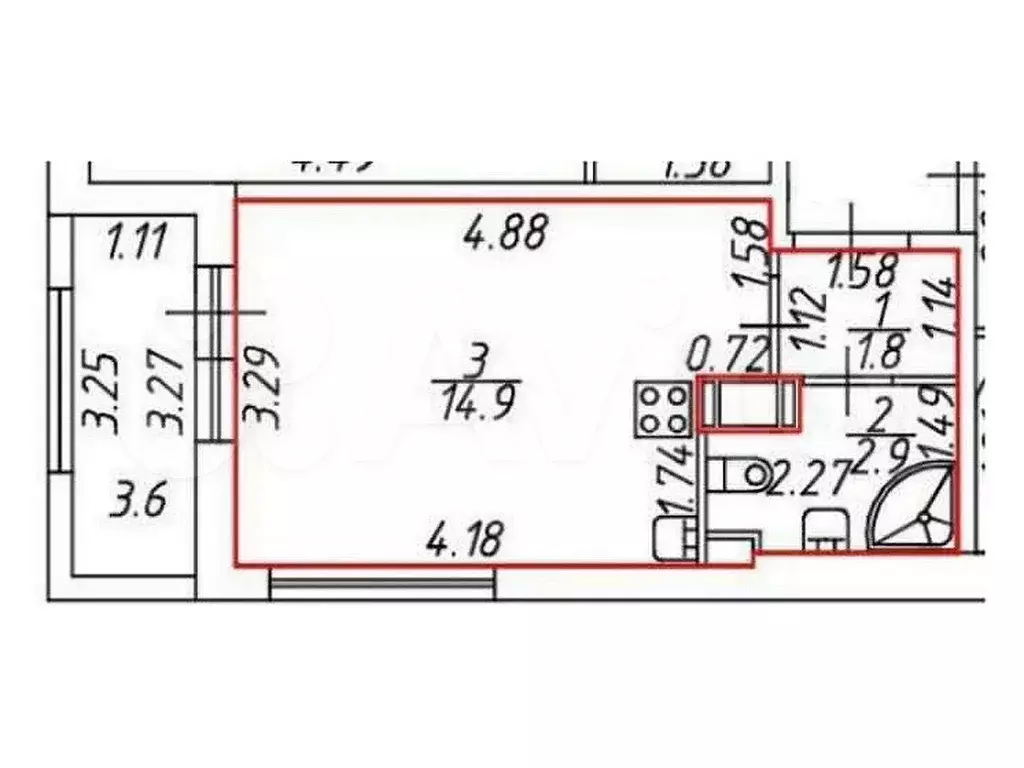 Квартира-студия, 23 м, 8/12 эт. - Фото 0