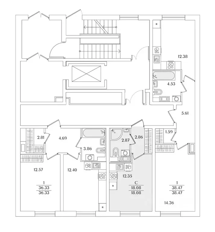 Студия Санкт-Петербург ул. Тамбасова, 5Н (18.08 м) - Фото 1