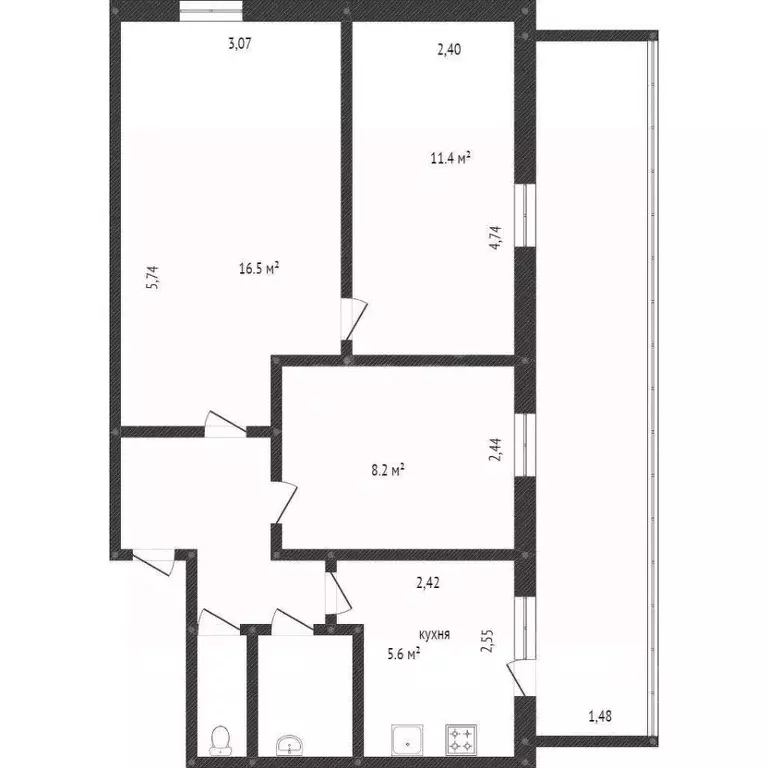 2-к кв. Белгородская область, Борисовка городское поселение, Борисовка ... - Фото 1