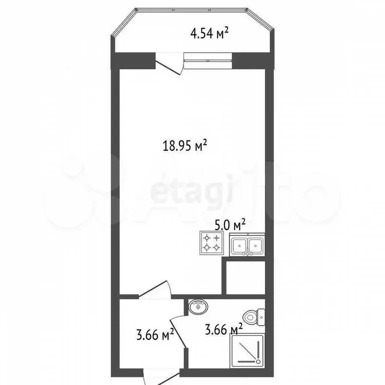 Квартира-студия, 31,7 м, 20/22 эт. - Фото 1