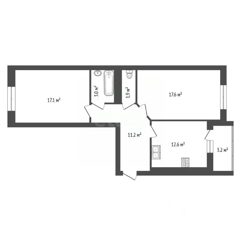 2-к кв. Тамбовская область, Тамбовский муниципальный округ, д. ... - Фото 2