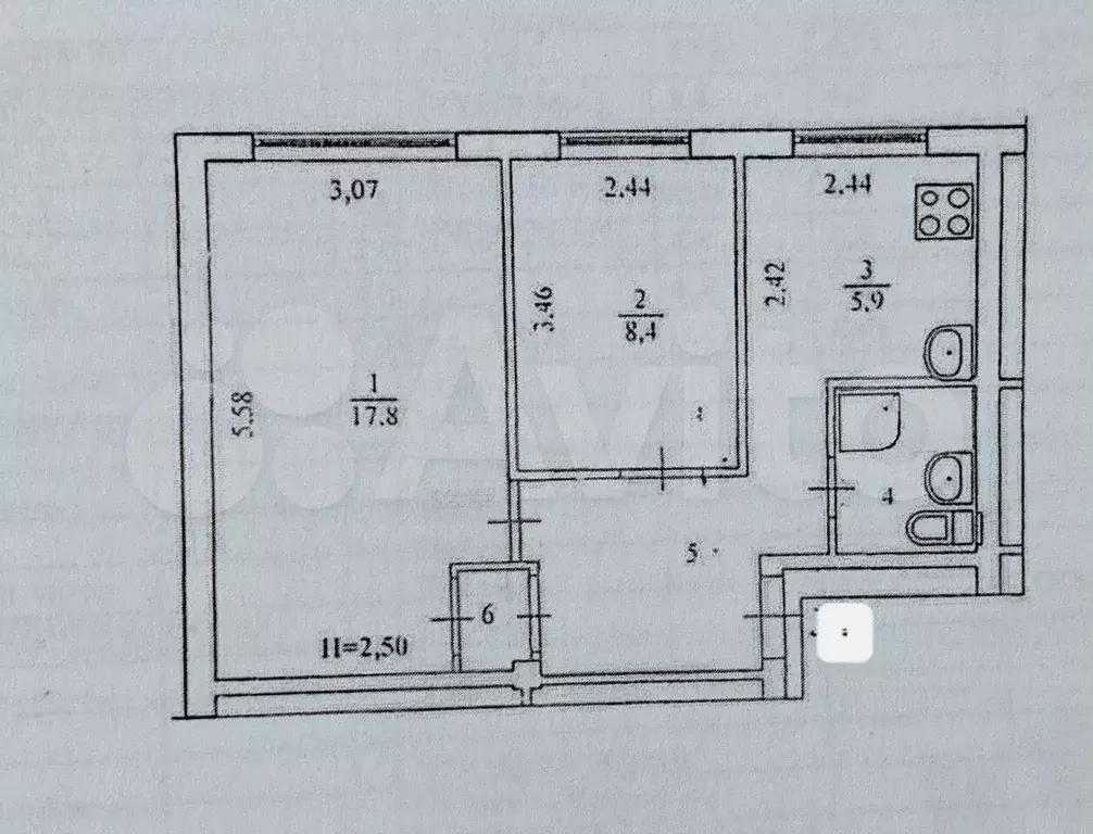 2-к. квартира, 40,9 м, 1/5 эт. - Фото 0