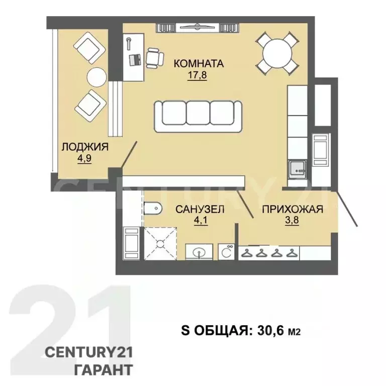 Студия Санкт-Петербург 1-й Предпортовый проезд, 1с1 (25.7 м) - Фото 1