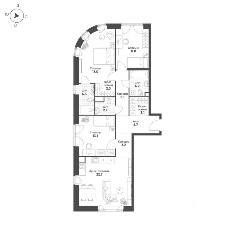 3-к кв. Москва Октябрьская ул., 103 (95.2 м) - Фото 0