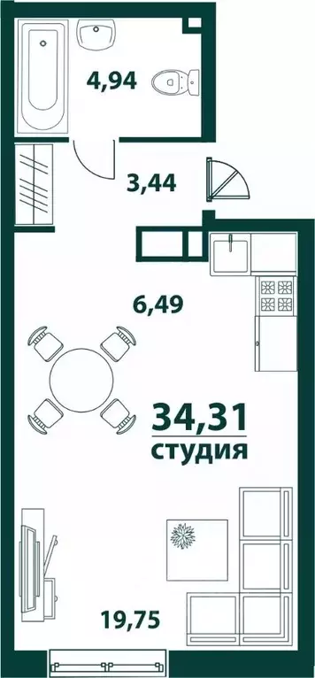 1-к кв. Ульяновская область, Ульяновск 19-й мкр, Аквамарин-2 жилой ... - Фото 0