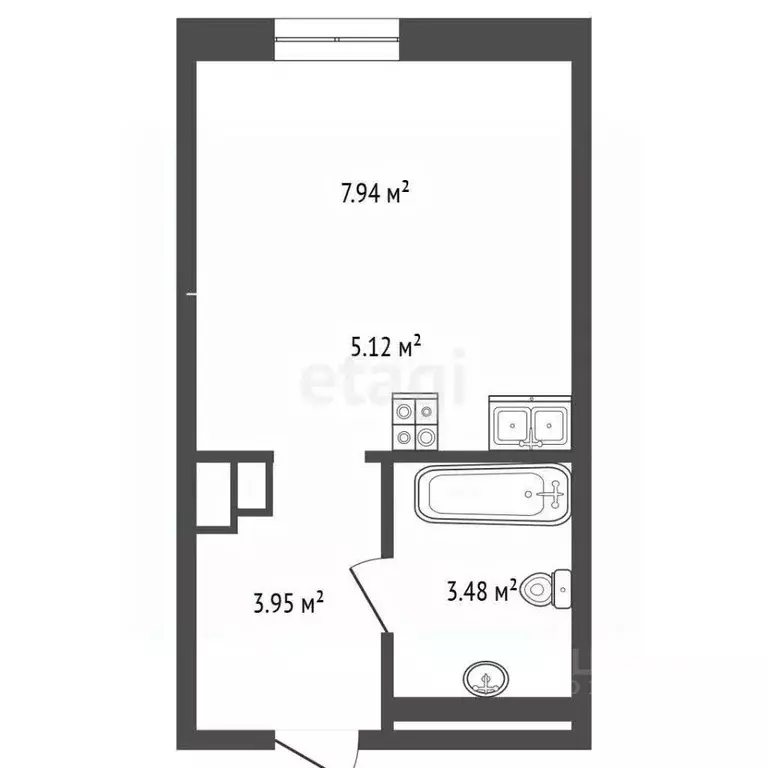 Студия Тюменская область, Тюмень ул. Первооткрывателей, 2 (18.0 м) - Фото 1