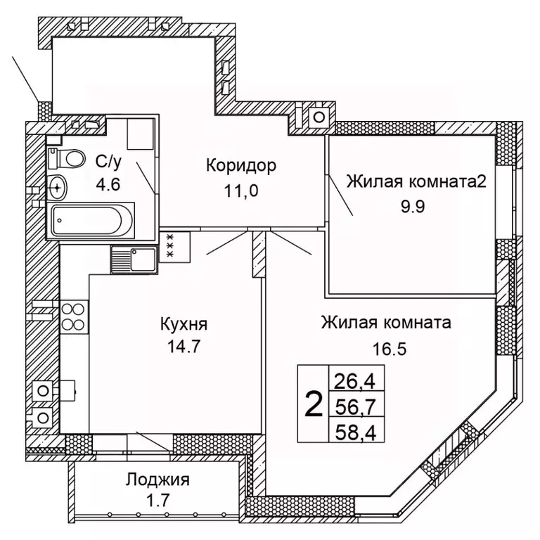 2-к кв. Волгоградская область, Волгоград ул. 70-летия Победы, 19А ... - Фото 0