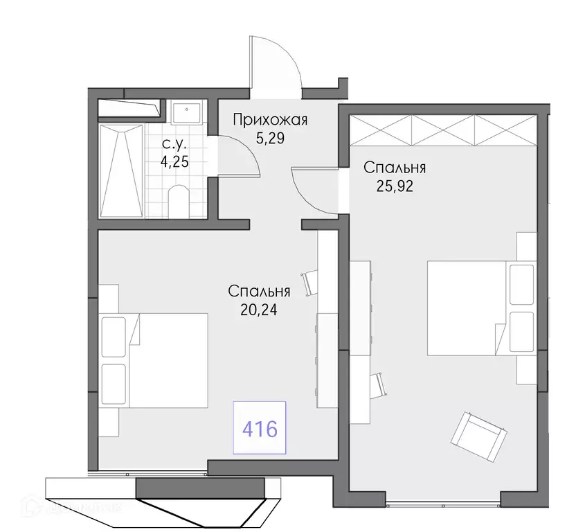 Продаётся 2-к квартира, 55.7 м - Фото 0