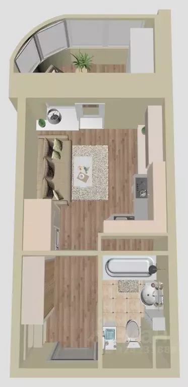 Студия Московская область, Домодедово Востряково мкр, ул. Ледовская, ... - Фото 2