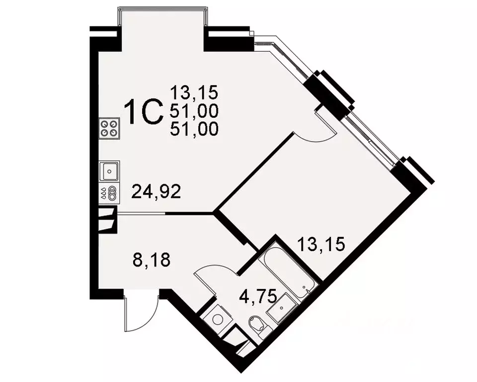 1-к кв. Тульская область, Тула Хлебная пл. (51.0 м) - Фото 0