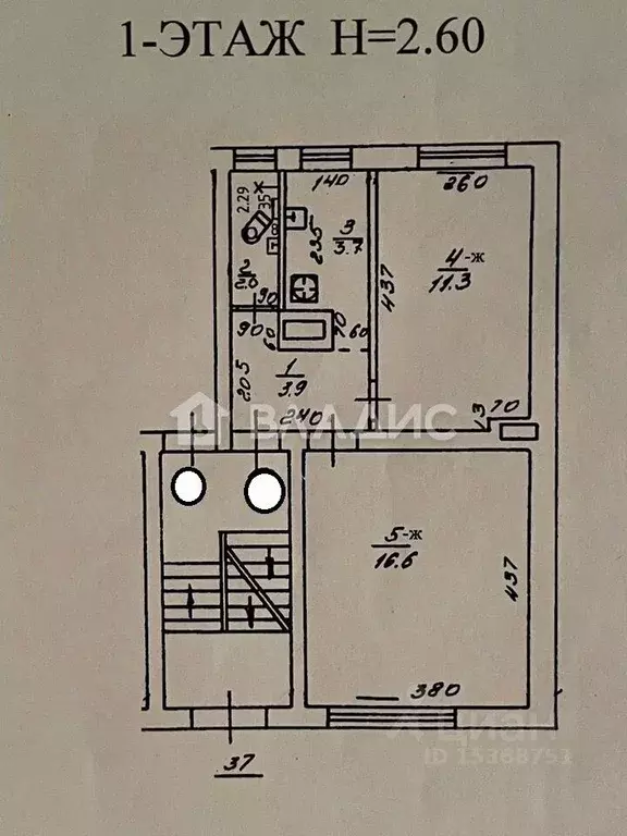 2-к кв. Калининградская область, Калининград Беломорская ул., 37 (37.5 ... - Фото 1
