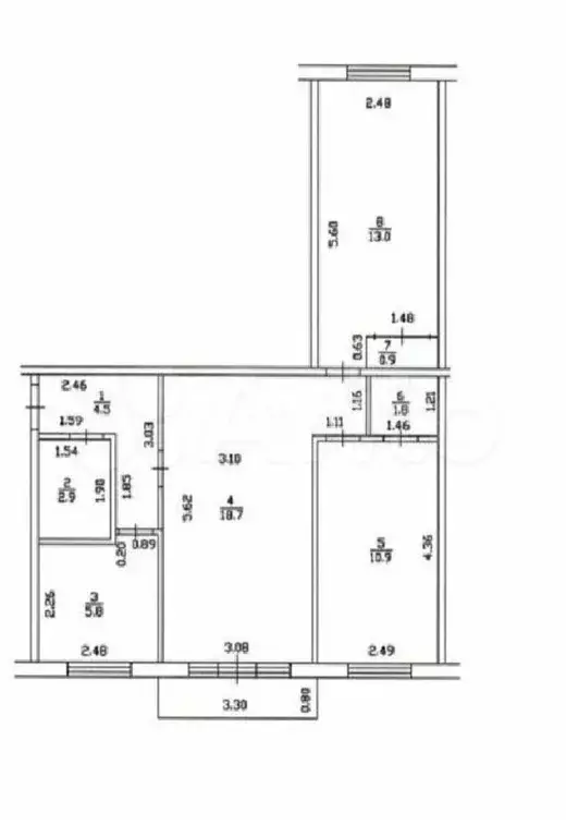 3-к. квартира, 62 м, 4/4 эт. - Фото 0