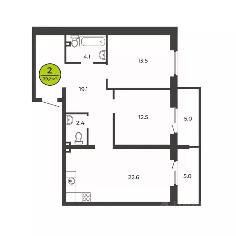 2-к кв. Брянская область, Брянск ул. Ильи Иванова, 3А (79.2 м) - Фото 2