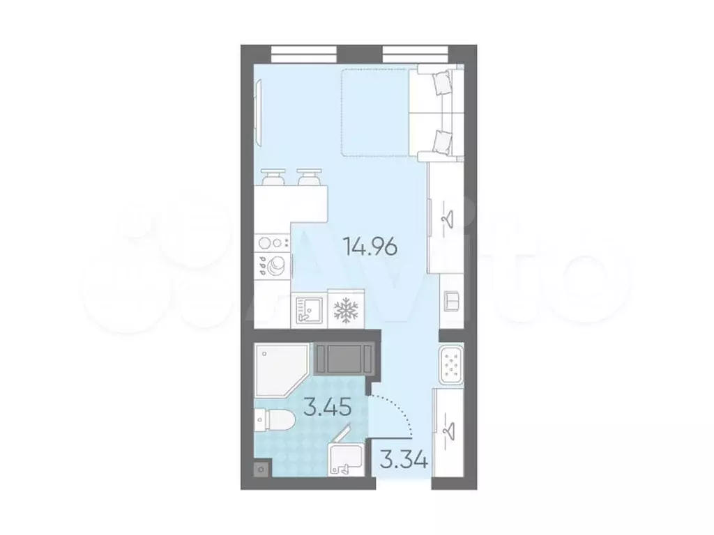 Квартира-студия, 21,8 м, 17/23 эт. - Фото 0