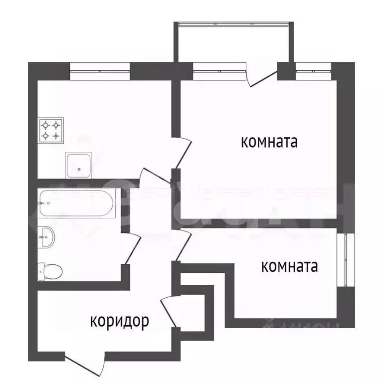 2-к кв. Татарстан, Казань ул. Батыршина, 28 (42.2 м) - Фото 1