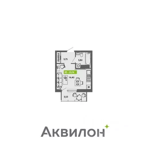 Студия Архангельская область, Архангельск 6-й мкр,  (23.74 м) - Фото 0