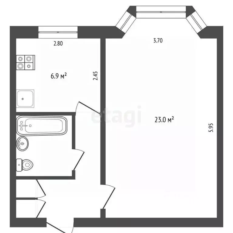 1-к кв. Ямало-Ненецкий АО, Новый Уренгой Железнодорожная ул., 48 (39.2 ... - Фото 2