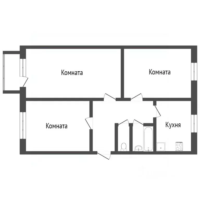 3-к кв. Тюменская область, Тобольск 6-й мкр, 19 (59.6 м) - Фото 1